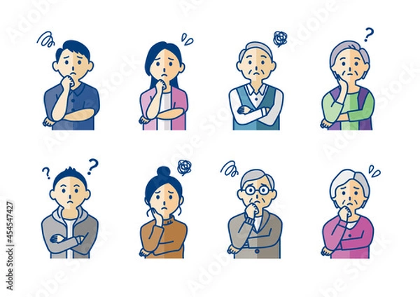 Obraz 困っている人の上半身イラストセット