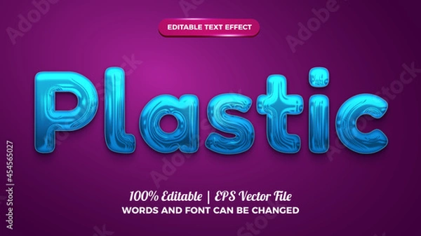 Fototapeta blue plastic 3d editable text effect