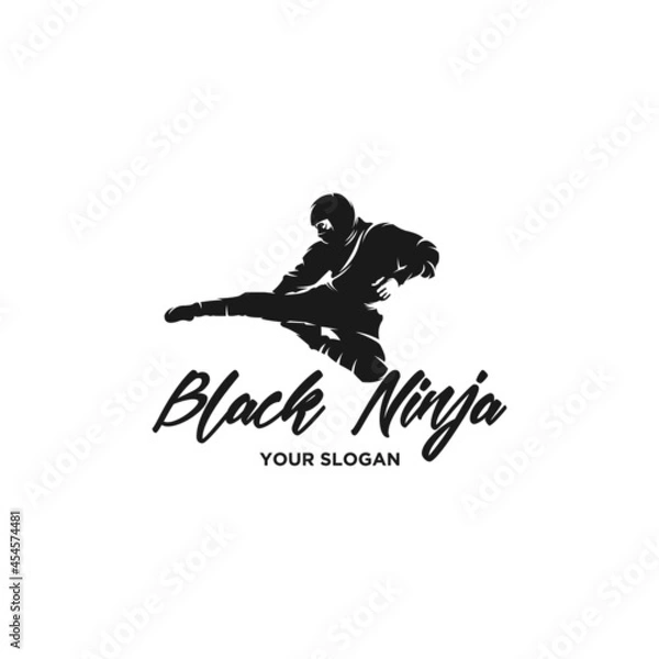 Fototapeta black ninja silhouette logo vector