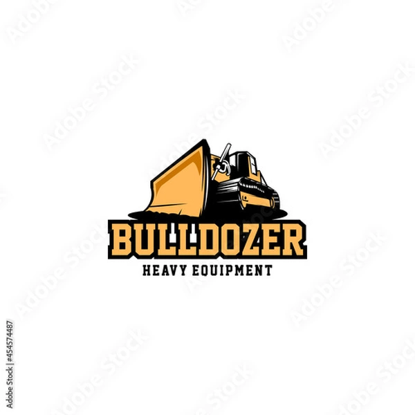 Obraz bulldozer heavy equipment logo vector
