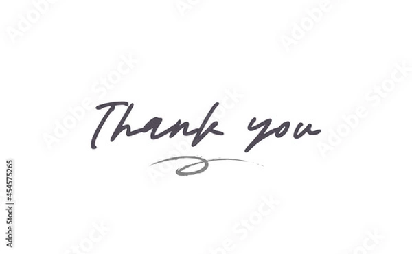 Fototapeta Thank You hand drawn lettering. Handwritten inscription. Thanks card. Vector illustration.