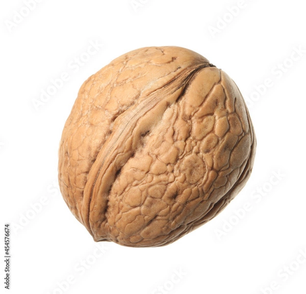 Fototapeta Whole walnut in shell isolated on white