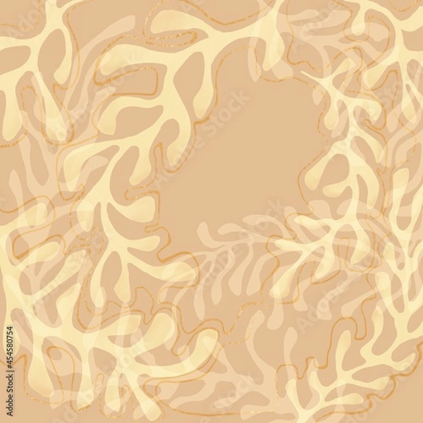 Fototapeta Modern template with abstract floral curved elements in frame shape