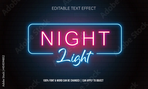 Fototapeta editable neon light text effect