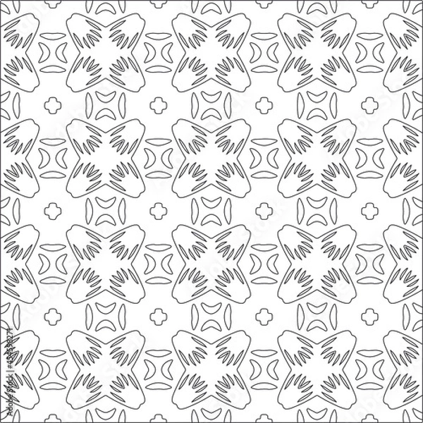 Fototapeta Vector pattern with symmetrical elements . Repeating geometric tiles from striped elements. black patterns.