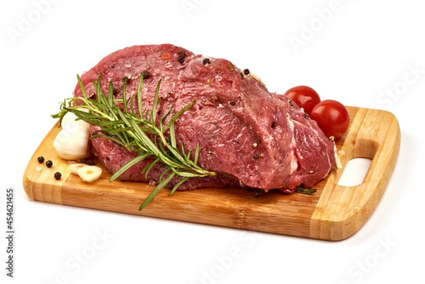 Fototapeta Beef meat fillet, isolated on white background.