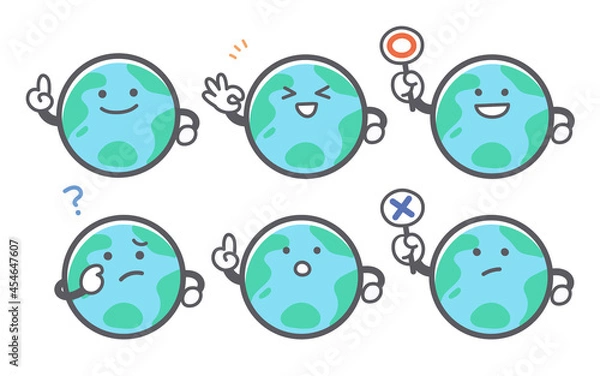 Fototapeta 地球の喜怒哀楽に関する表情セット