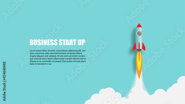 Obraz Business start up concept, startup business project, financial planning concept with rocket launch vector illustration, 