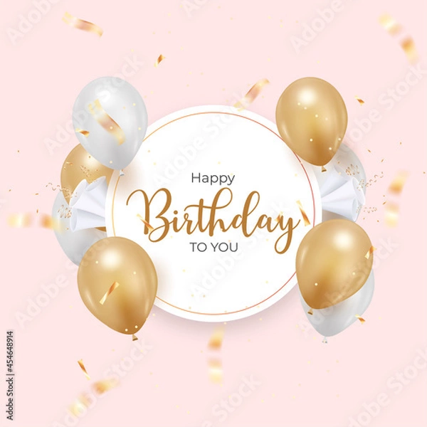 Obraz happy birthday background with realistic balloon
