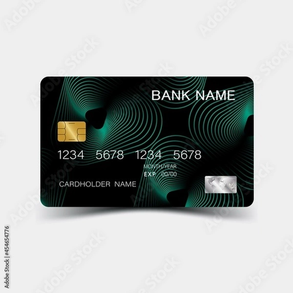 Fototapeta 3D credit card template, Colorful. Editable vector design. illustration EPS10