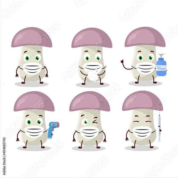 Fototapeta A picture of rough mushroom cartoon design style keep staying healthy during a pandemic