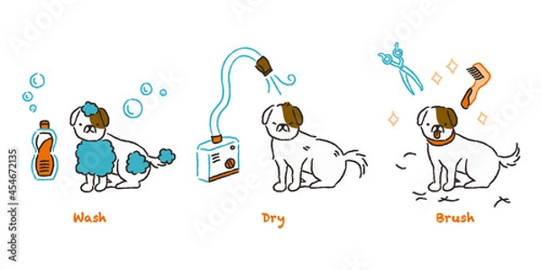 Obraz 犬のトリミングの流れ