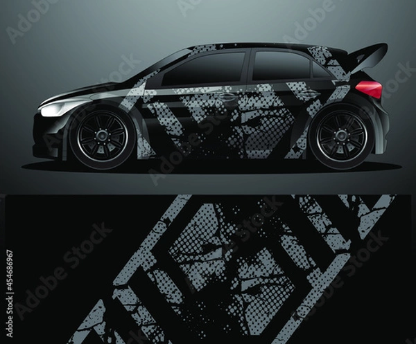 Obraz Rally car decal graphic wrap vector, abstract background