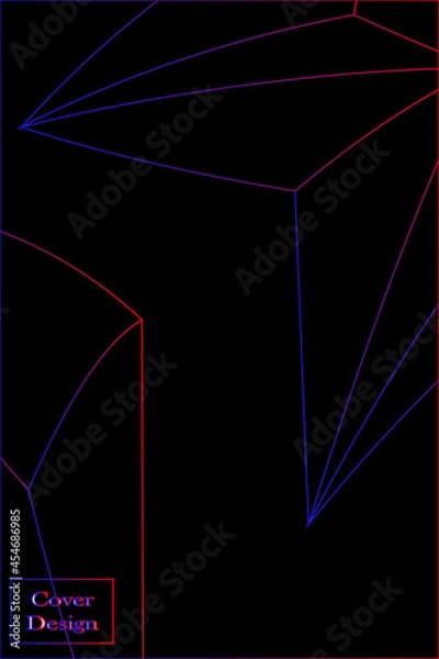 Fototapeta black background with blue and red lines