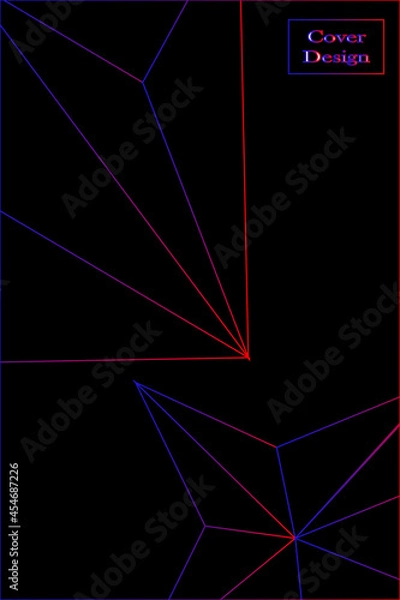 Fototapeta black background with blue and red lines