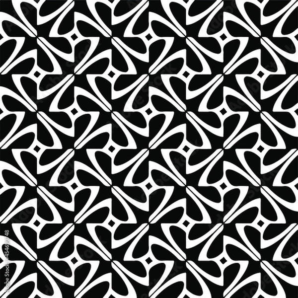 Fototapeta Seamless vector pattern in geometric ornamental style. Black and white pattern.