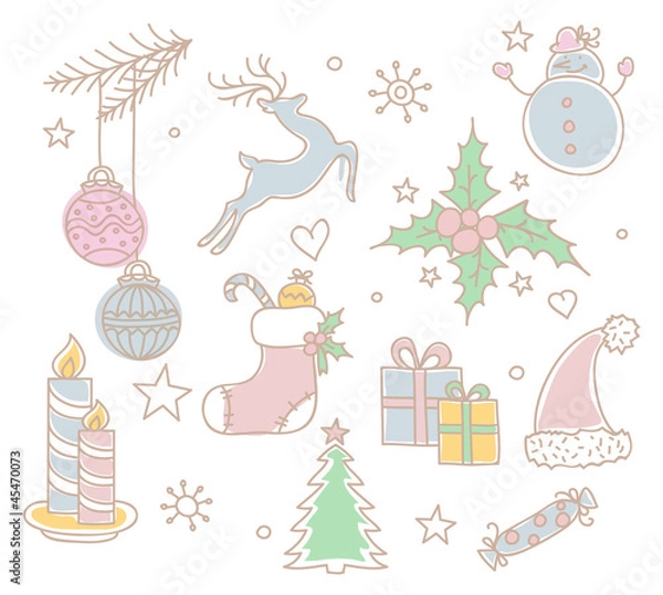 Fototapeta Xmas objects set