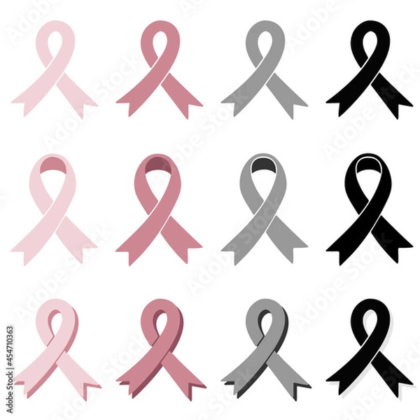 Fototapeta Brest cancer awareness graphic colorful ribbon set isolated on white background