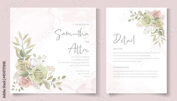 Obraz Beautiful flower wedding invitation card template
