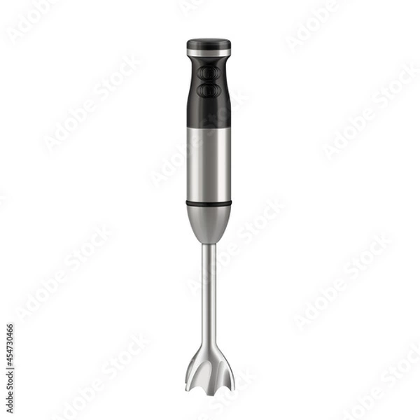 Fototapeta Blender Kitchen Electronic Cooking Gadget Vector. Immersion Blender Electrical Kitchenware For Preparing And Blending Nutrient, Mixer Food Processor Utensil. Appliance Mockup Realistic 3d Illustration