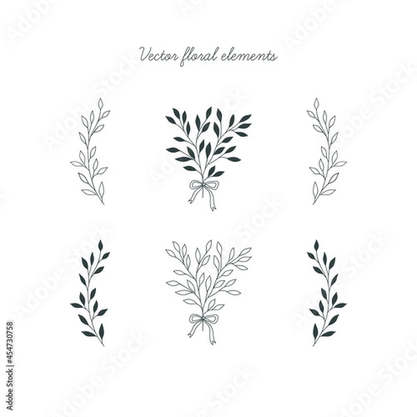 Fototapeta Vector floral elements. Bouquet and branches.