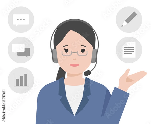 Obraz 解説をする女性オペレーターのイラスト