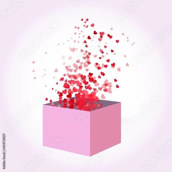 Obraz Opening gift box with hearts Vector