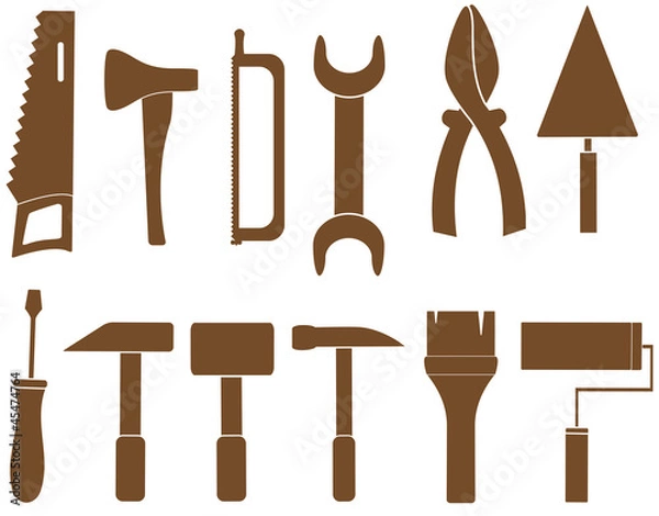 Fototapeta set isolated tools silhouette for repair