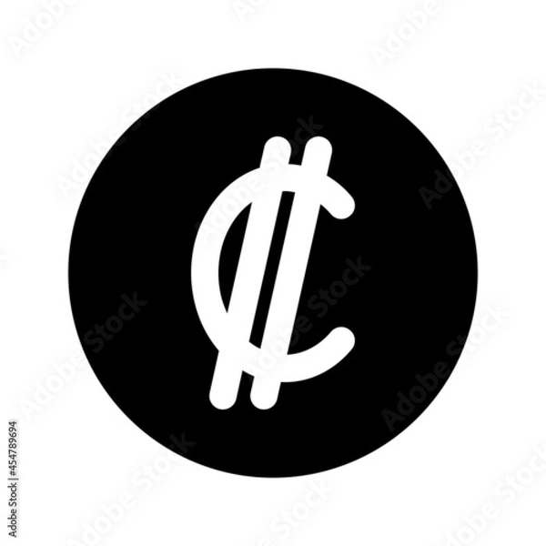 Fototapeta Illustration vector graphic icon of Costa Rica Colon currency. Solid Style Icon. Vector illustration isolated on white background. Perfect for website or application design.