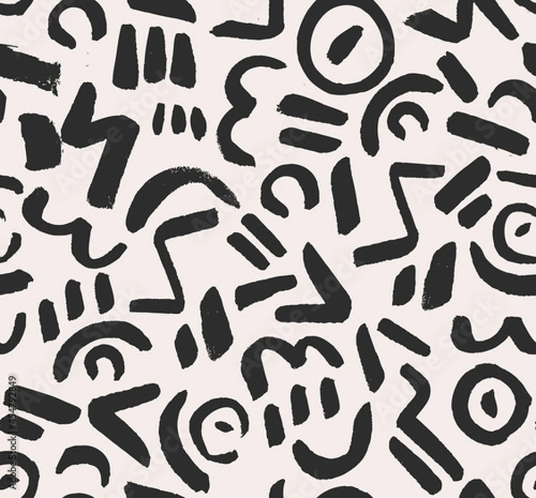 Fototapeta Modern Graffiti Hand Drawn Vector Seamless Pattern. Black&White  Design for Fabric, Wrapping Paper, Gift Cards etc.