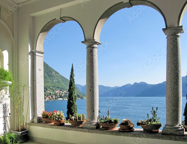 Obraz View to the lake Como from villa Monastero. Italy