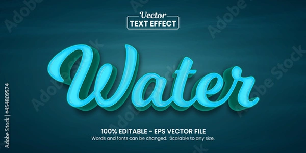 Fototapeta Blue water, Editable Text Effect