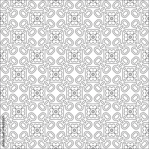 Fototapeta  Vector pattern with symmetrical elements . Repeating geometric tiles from striped elements. black patterns.