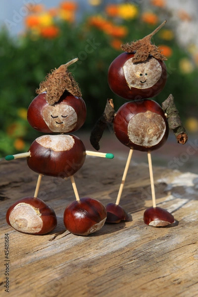 Obraz Basteln mit Kastanien - Kastanienmännchen