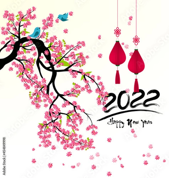 Fototapeta Happy Chinese new year 2022 - year of the Tiger. Lunar New Year banner design template.