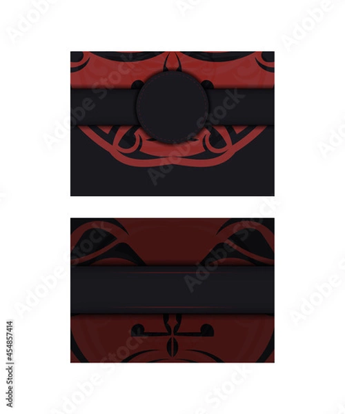 Fototapeta Black banner template with Greek ornaments and place for your logo and text. Template for postcard print