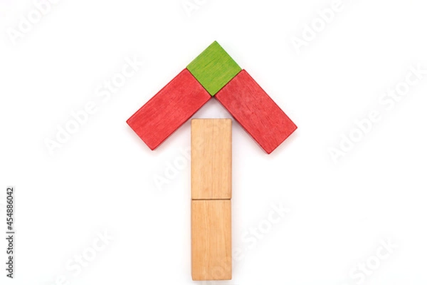 Obraz 玩具の積み木で出来た矢印