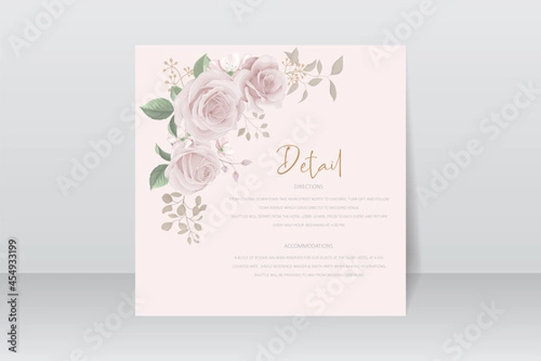 Fototapeta Beautiful flower wedding invitation card template