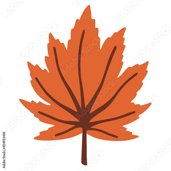 Obraz Maple orange autumn leaf vector illustration. Isolated on a white.