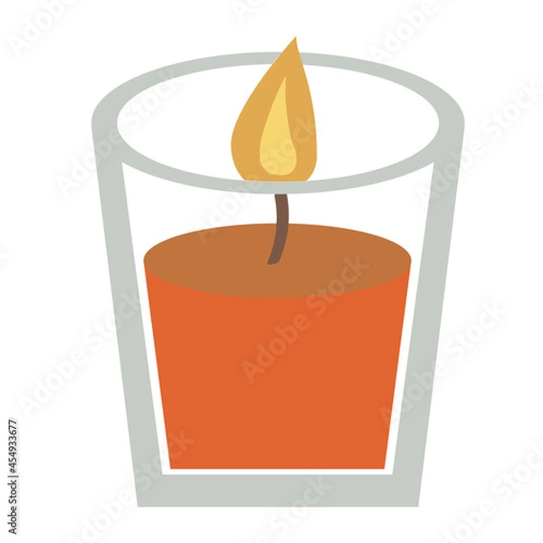 Obraz Burning candles vector image. Isolated on a white. Flat style.