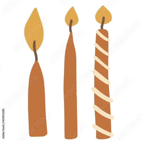 Obraz Burning candles vector image. Isolated on a white. Doodle style.