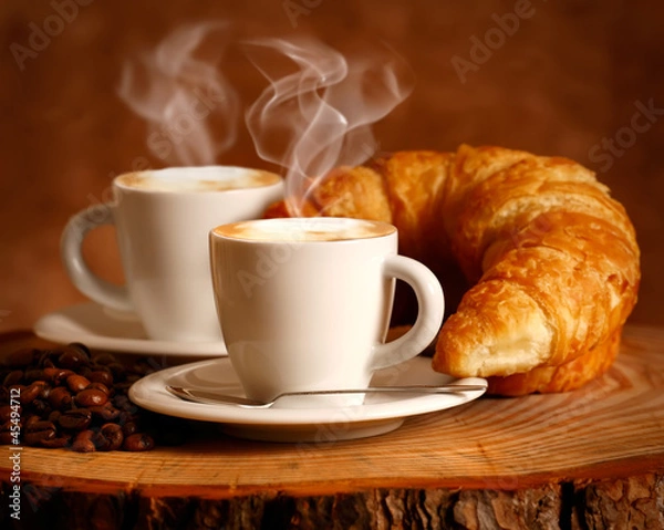 Obraz Gorące cappuccino i brioche