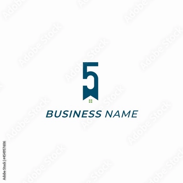 Obraz design logo combine home and number 5