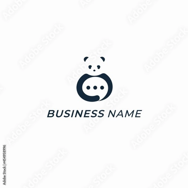 Obraz design logo creative panda and bubble chat