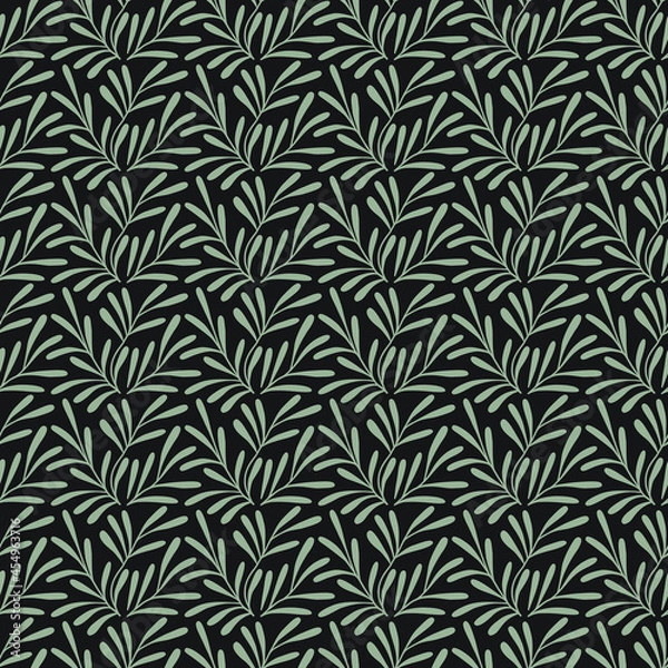 Fototapeta Vector seamless pattern from branches and leaves.