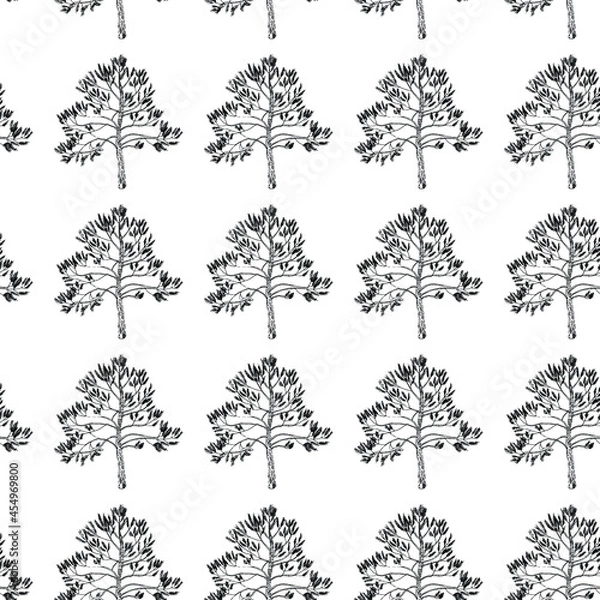 Obraz Vector pattern simple drawing of a tree. Tree pattern. For printing on fabric.