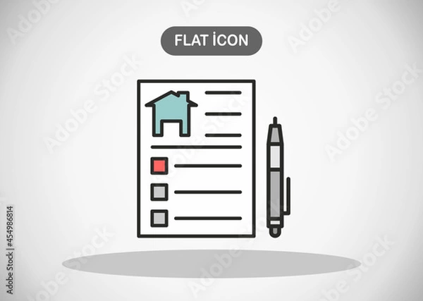 Fototapeta Real estate contract outline icon.Vector illustration.