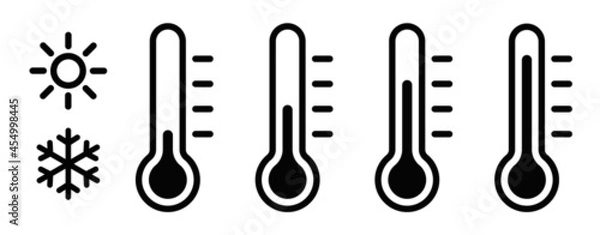 Fototapeta Temperature symbol set. Temperature icons vector set . Thermometer icons isolated.