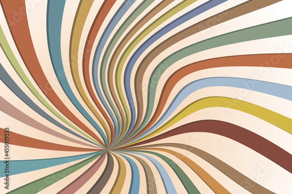 Fototapeta 3d perspective retro colorful background pattern design. Sun rays style pattern vector graphic to use in music poster, retro background, old style invitation card design projects.