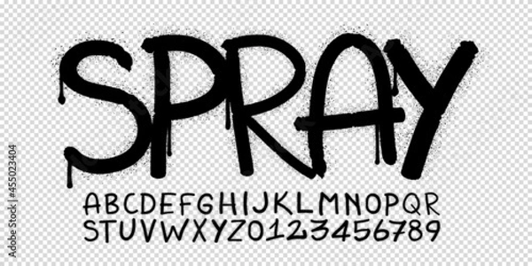 Obraz Realistic spray graffiti paint font vector